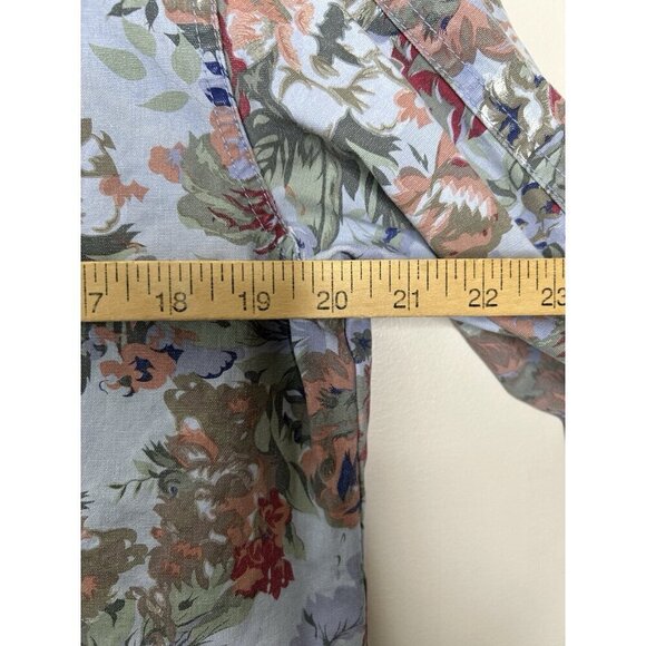 Denim and Co Blue Floral Spring Jacket Button Up  Pockets Pastel Size Large - Picture 6 of 8